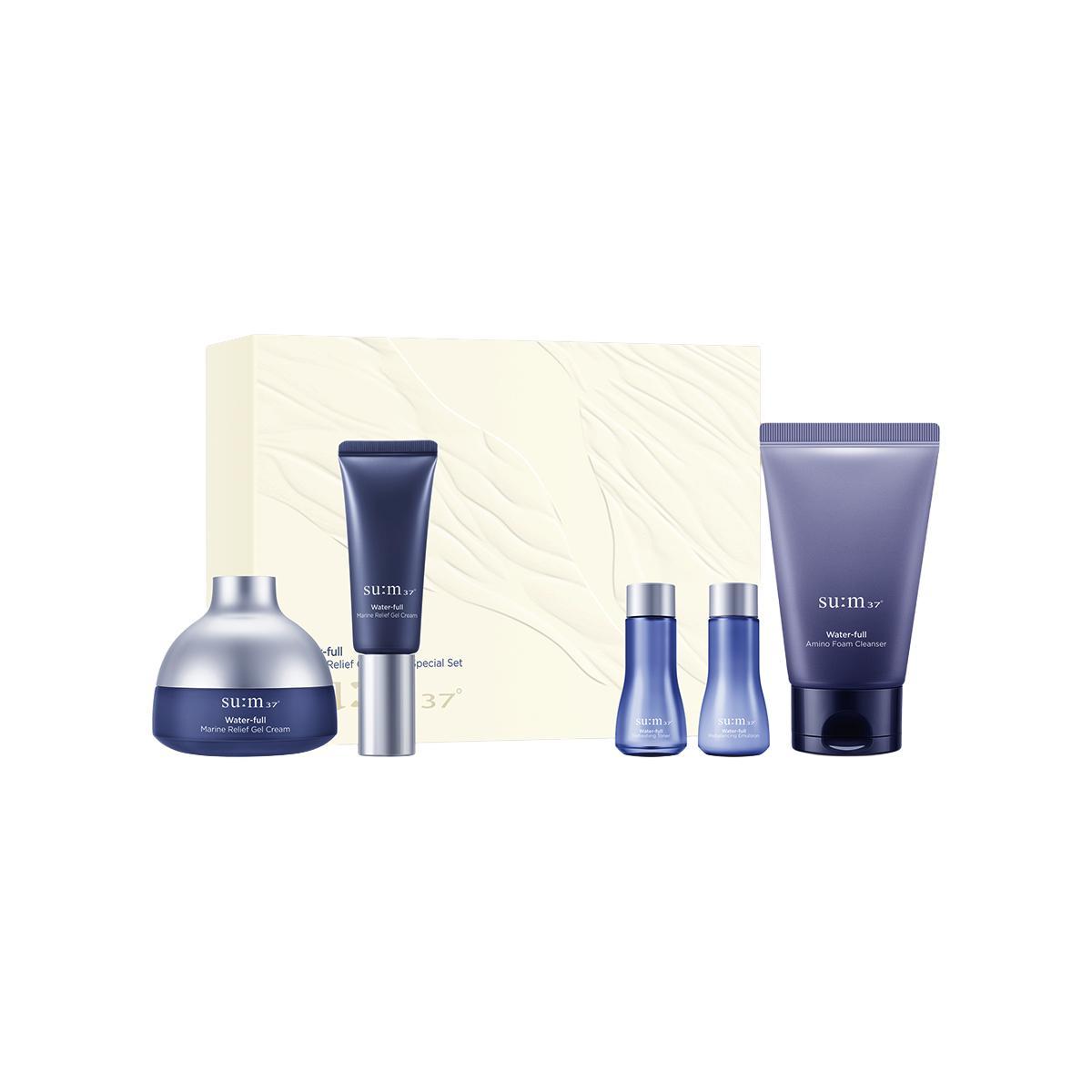 SU:M37 Sum37 Water-full Marine Relief Gel Cream 120ml Special Set 5 Items / Moisturizing, Korean Cosmetics, Kbeauty