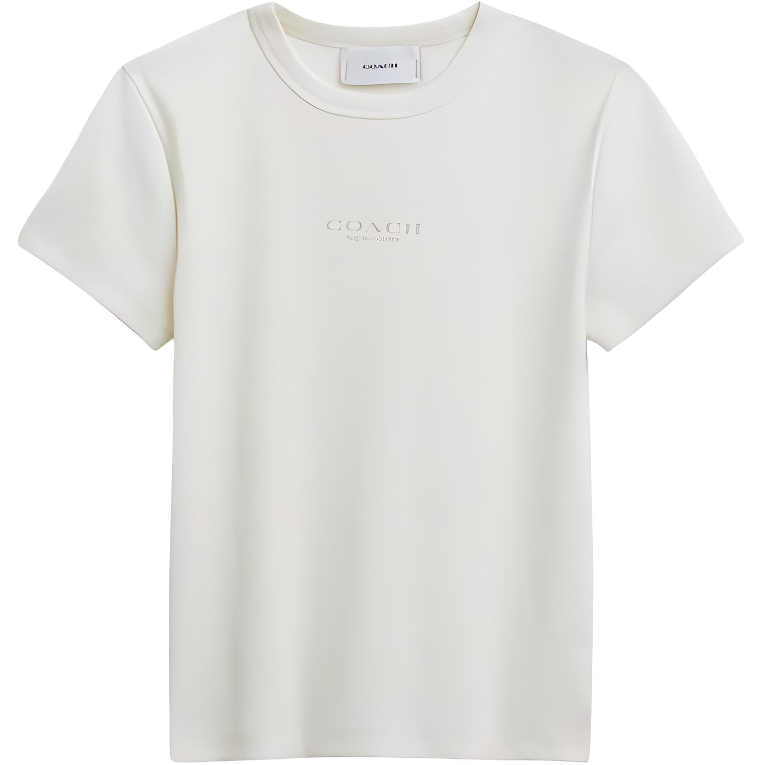 

Coach Round Neck Letter Pullover Short Sleeve T-Shirt Women tops White CY634-WHT L