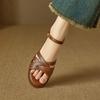 Krazing Pot Cow Skin Thick Med Heels Peep Toe Summer Size 42 Brand Shoes Street Wear Gladiator Elegant Women Sandals