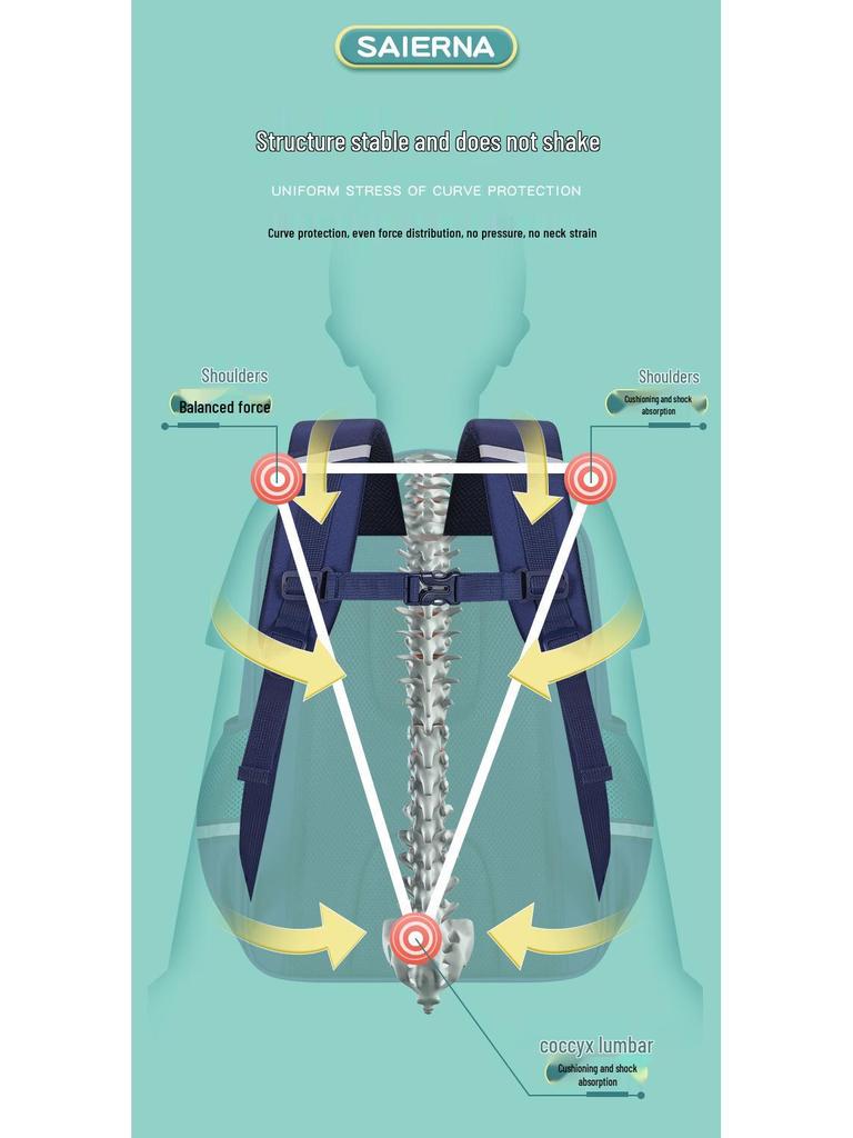 2025 Internet Celebrity Spine Protection Backpack for Grades 1-6 - Large Capacity, Decompression Design