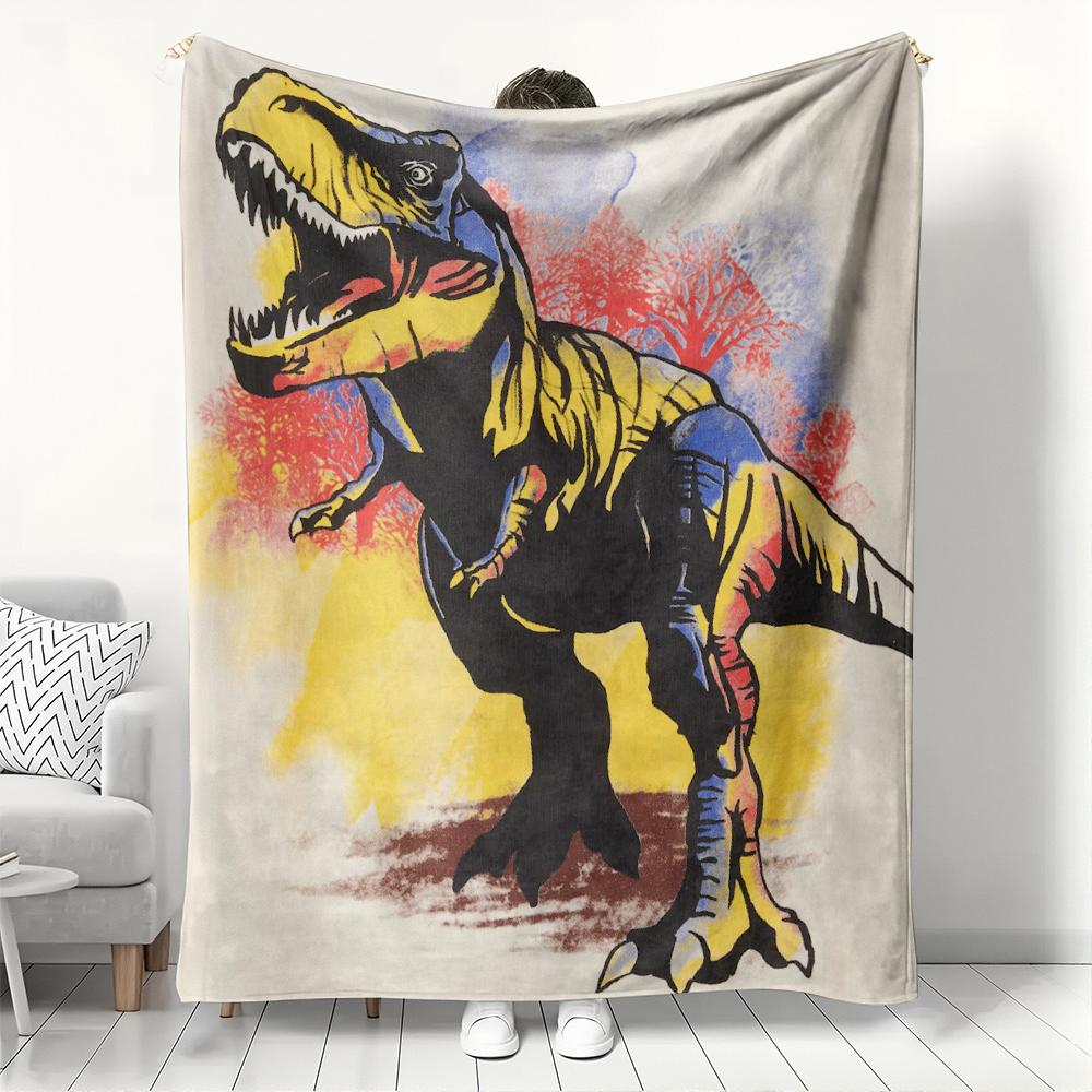 

Pop Art T-Rex Dinosaur Flannel printed blanket suitable for all seasons suitable for living room office sofa and travel 75x90cm