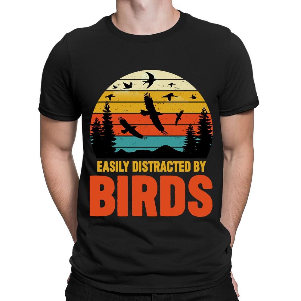 

Easily Distracted By Birds Watching Vintage Mens Womens T-Shirts Tee Top #BAL S