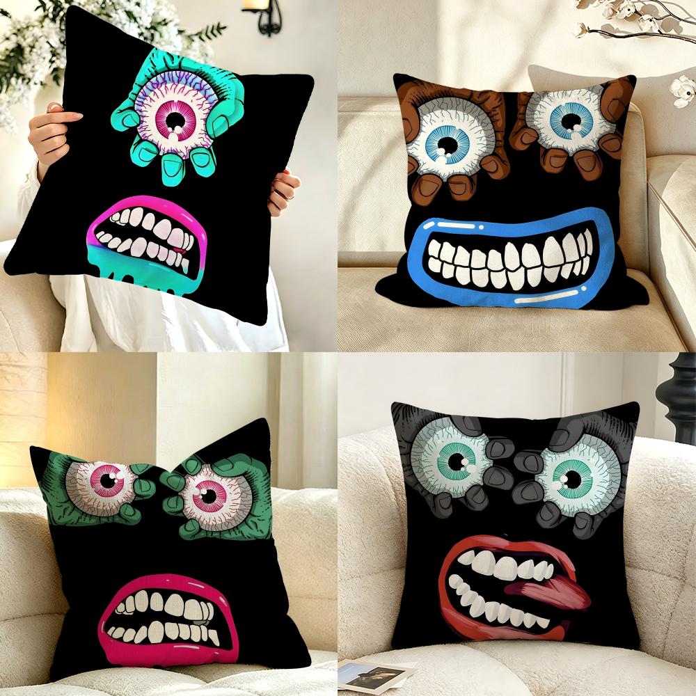 Art LLowbrow AArt EEyeball Cushion Cover Pillow Case Antidustmite Pillowcase Silky Short Plush Sofa Cushion Cover hot