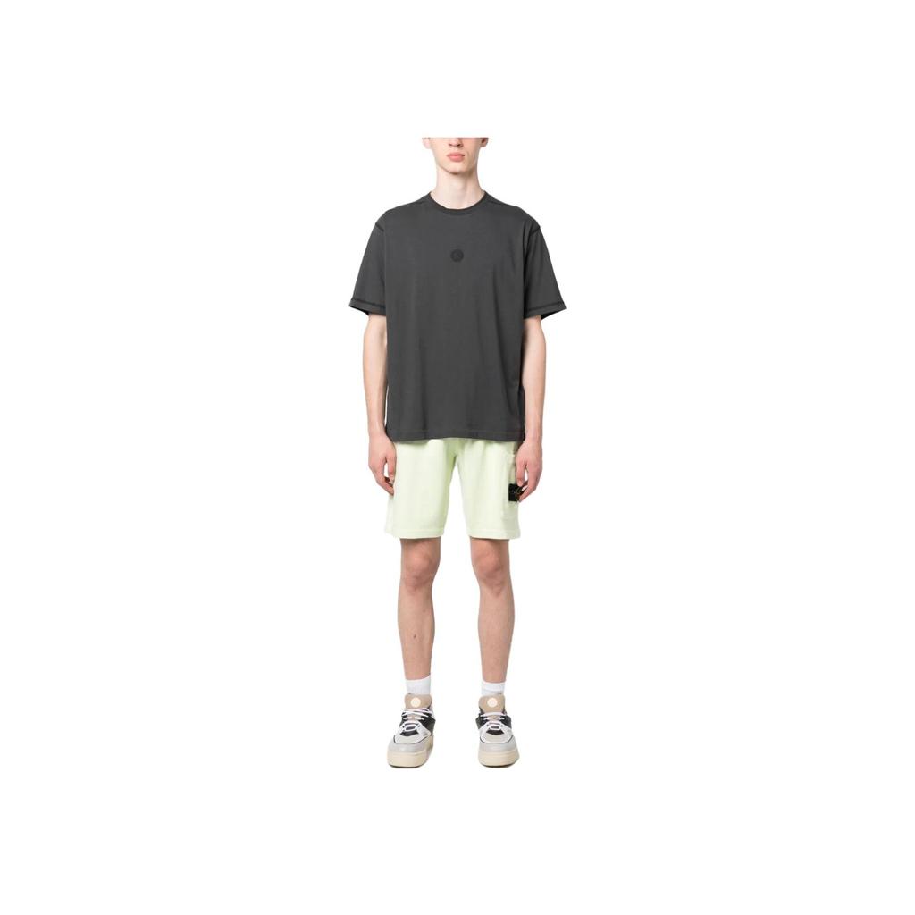 STONE ISLAND Ss23 Solid Color Compass Pattern Label Elastic Waist Casual Shorts Men Shorts Light-Green 781564060-V0152