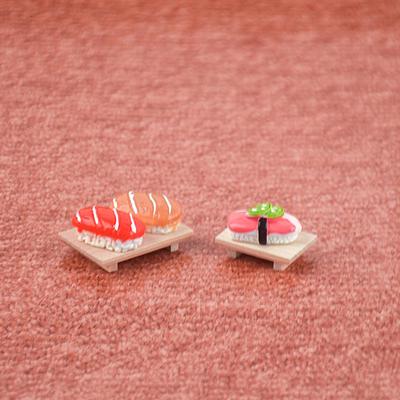 1 Set 1:12 Dollhouse Food Realistic Miniature Sushi Model with Plate Pretend Play Toy for Micro Landscape