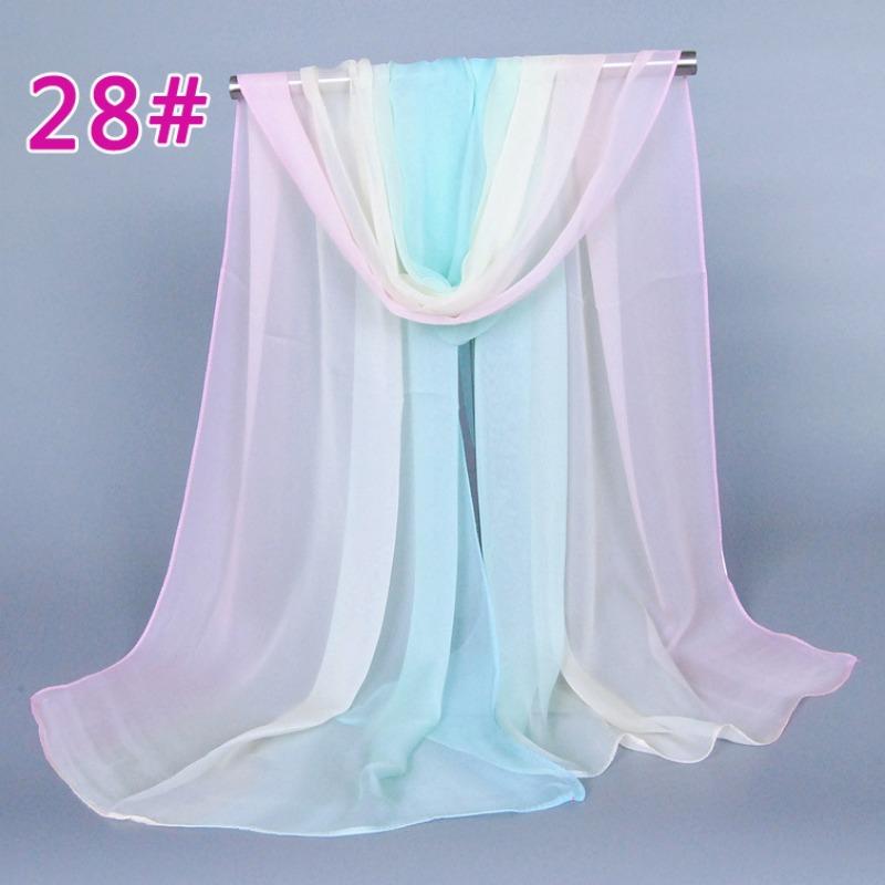 Supply imitation silk georgette silk scarf, popular bright and gradual change of color accessories scarf