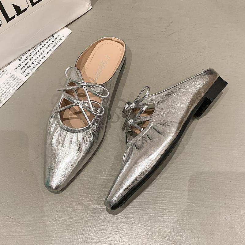 Fashion Summer Internal Elevation Women's Mules Slippers Fashion Butterfly-knot Slides Casual Street Style Slingback Shoes