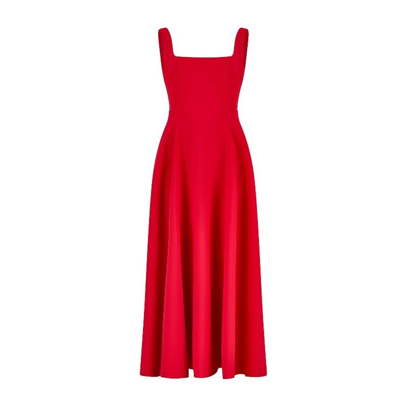 Sommer Europa, Amerika, Amazons neues einfaches und sexy einfarbiges Trägerkleid, figurbetont, mittel und lang