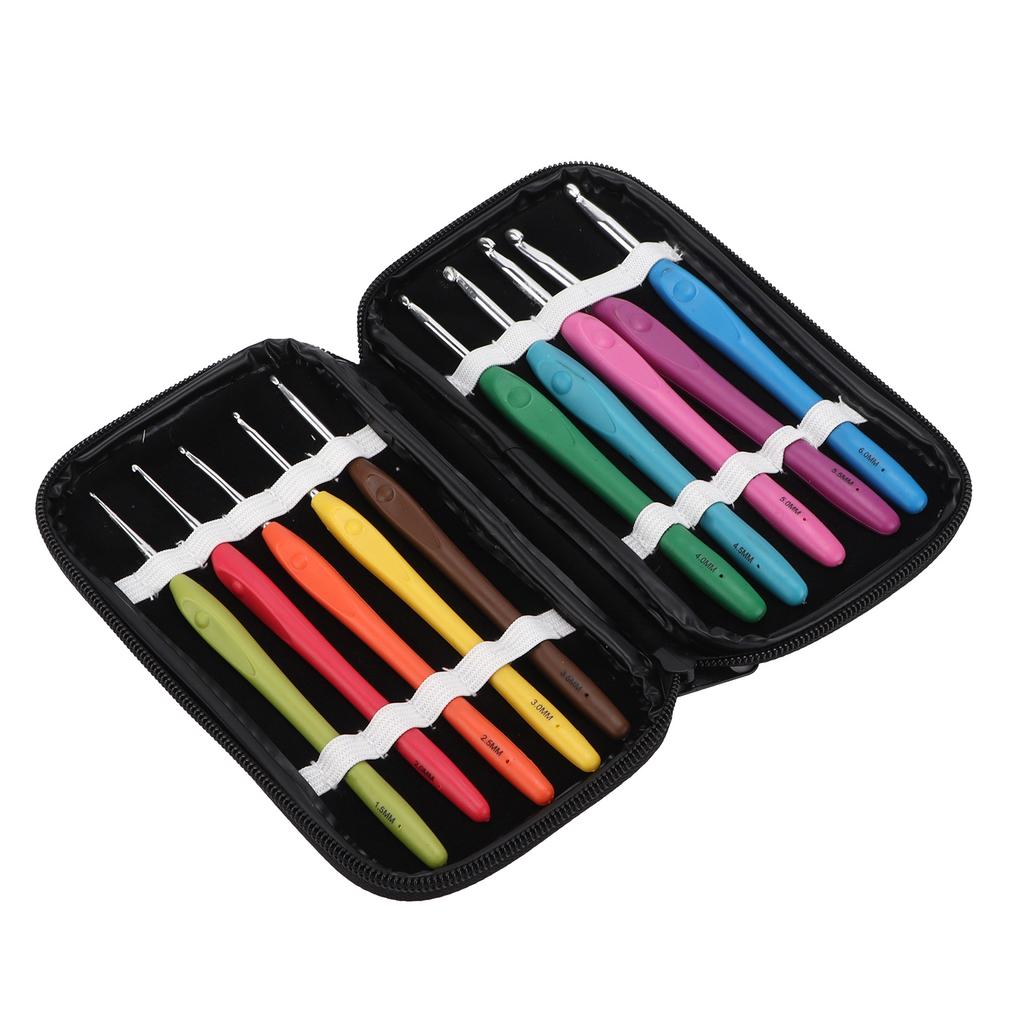 Crochet Hook 10 Sizes Ergonomic Handles Smooth Needles Bearded Needle for Arthritic Hands