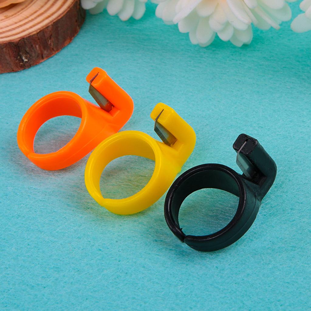 12Pcs/set Thimble Sewing Handcraft DIY Tool with Blade for Cutting Yarn Finger Knife Ring Plastic Quilting Thread Cutter