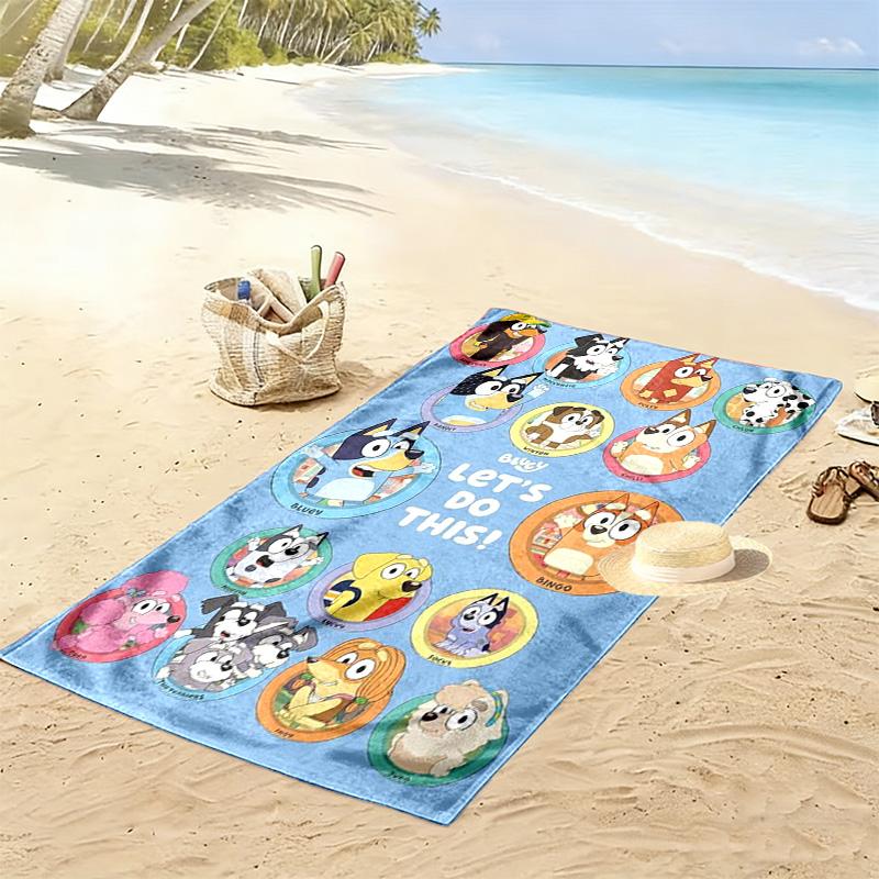 Bluey Print Beach Towel, Large Soft Quick Dry Towel for Beach Camping Swimming