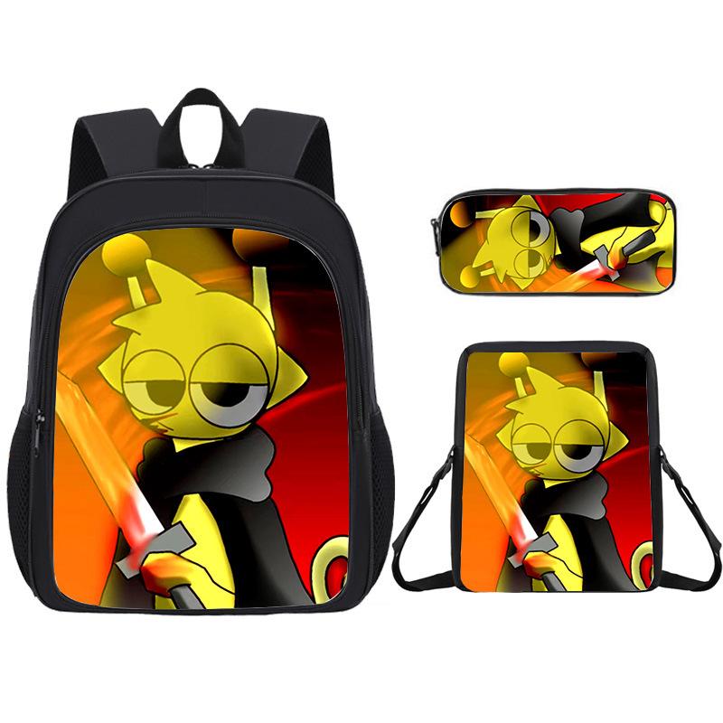 Rhythm Box Sprunki Elementary School Bag Double Layer Backpack 3D Cartoon Children S Backpack pencil bag