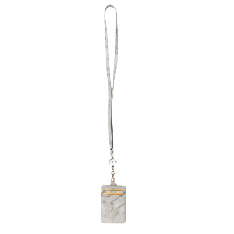 Retractable Lanyard Badge Holder PU Leather ID Card Case with Reel Clip for Work Employee Name Tag Keychain Passport Holder