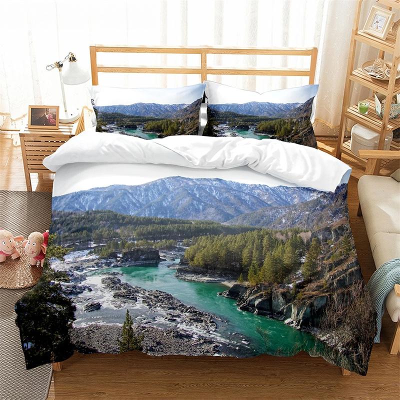 

Пододеяльник «Алтайские горы» King Queen, комплект постельного белья «Природный пейзаж», «Лесной пейзаж», «Озеро», покрывало из полиэстера 70x133cm 2pcs
