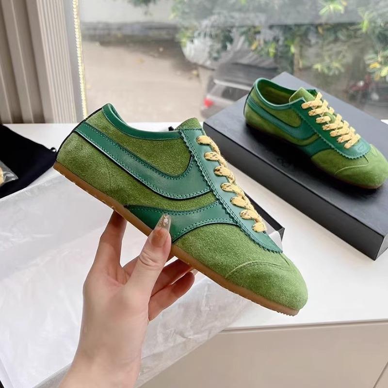 Green Retro German Training Shoes Women's 2025 New Summer Breathable Thin Versatile Height-increasing Flat-bottomed Sports and Leisure Shoes