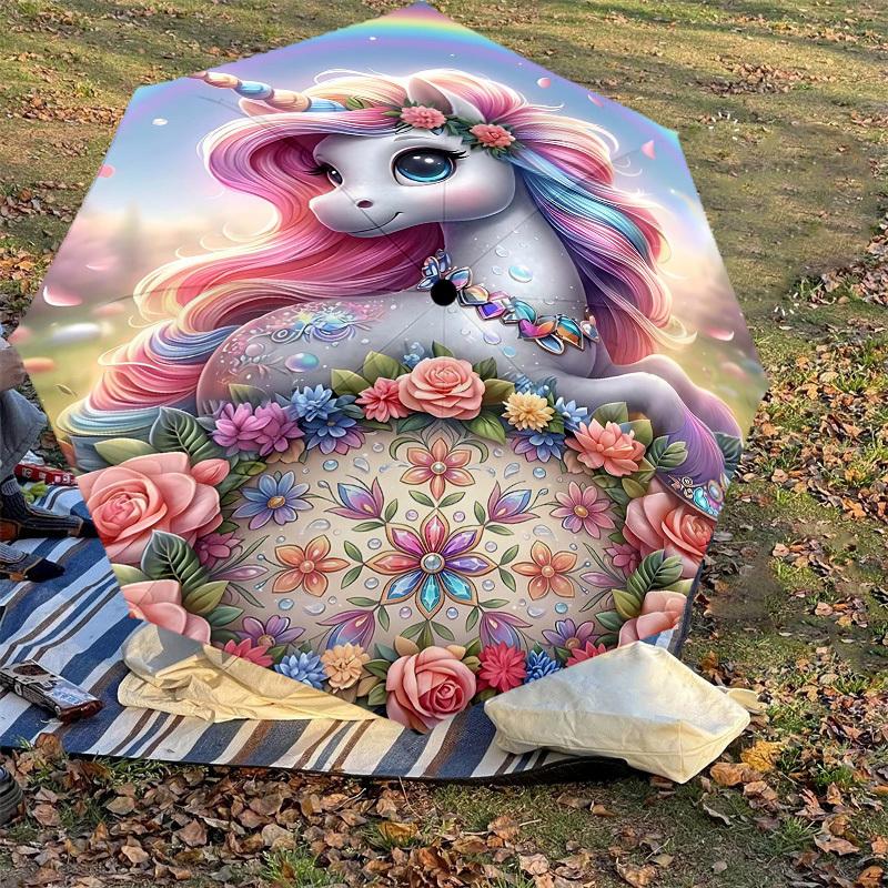 1PC Unicorn Umbrella-8-Rib Reinforced, Automatic Open, Lightweight & Durable, Fashion Accessory for Outdoor, H0411
