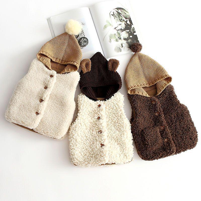 Thickened Cute Lambswool Vest for Infants, Unisex, Ages 1-3, Perfect for Autumn and Winter.