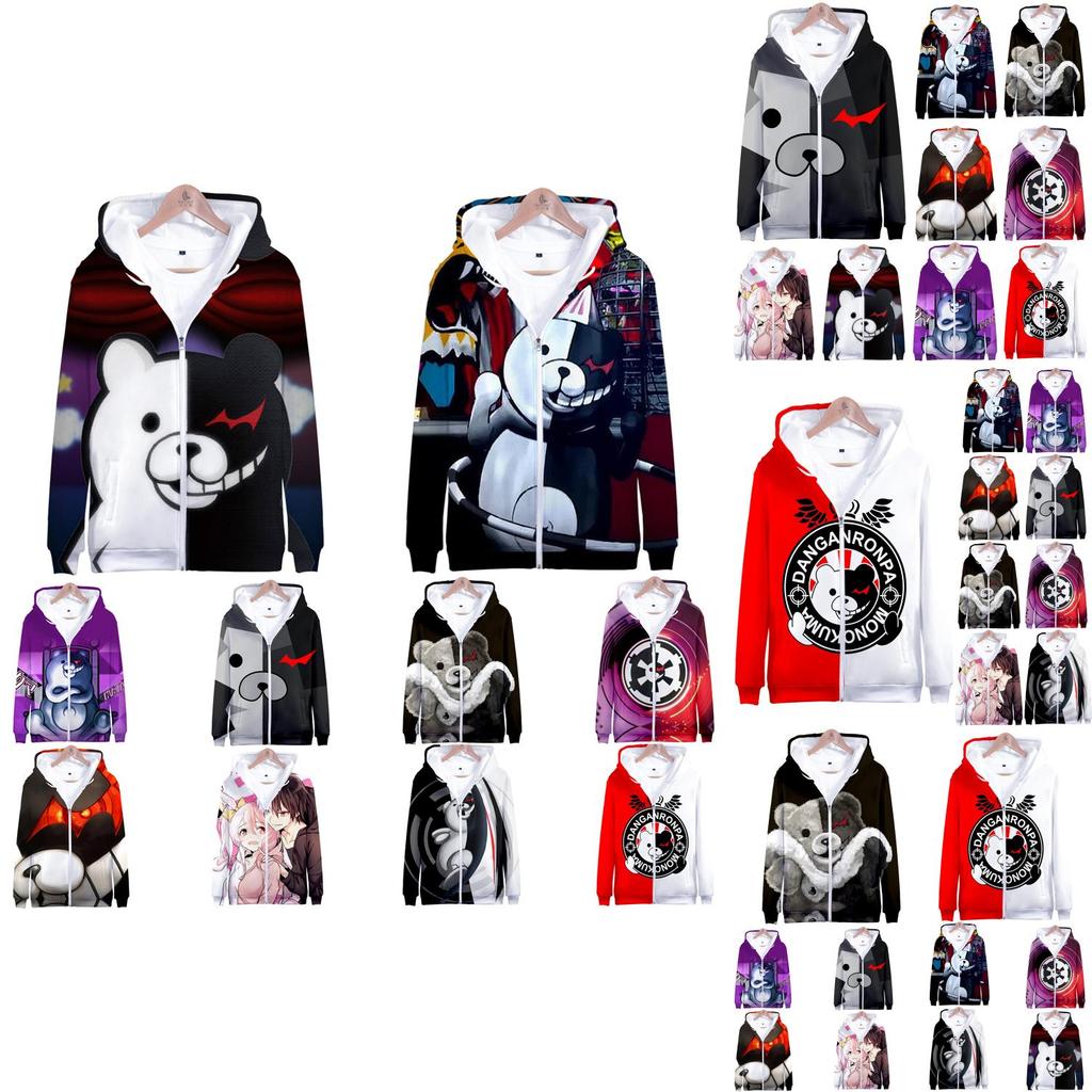 Cozy Danganronpa Monokuma Hoodie With Vibrant 3d Print For Anime Fans