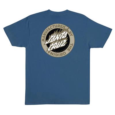 T-Shirt Santa Cruz Skateboard Flamed MFG Dot Blue Dusk
