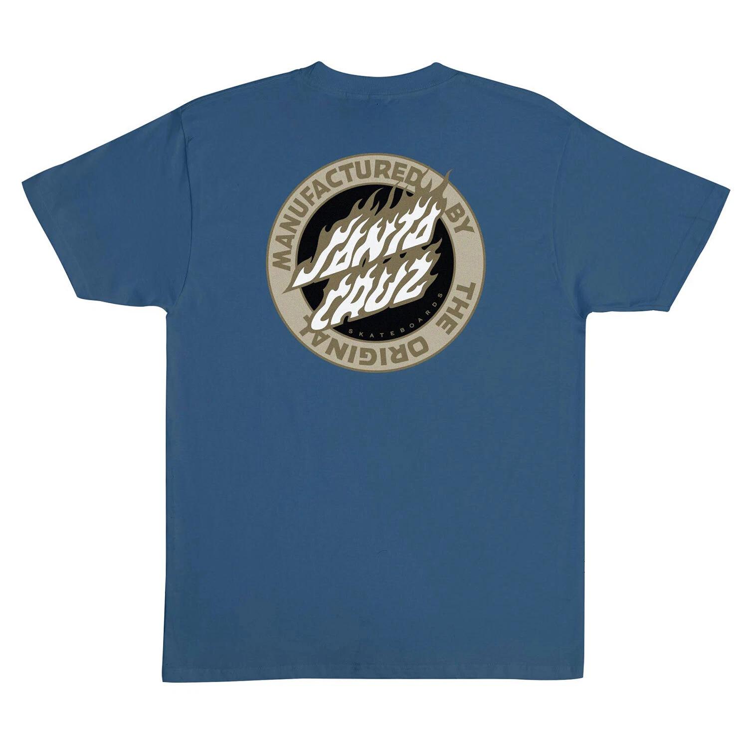 Santa Cruz Skateboard T-Shirt Flamed MFG Dot Blue Dusk XL
