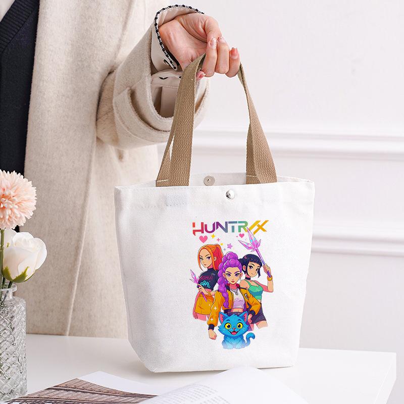 Canvas Bag Kpop Peripheral Cute Portable Cartoon Canvas Bag Student Leisure Shoulder Bag Shopping Bag