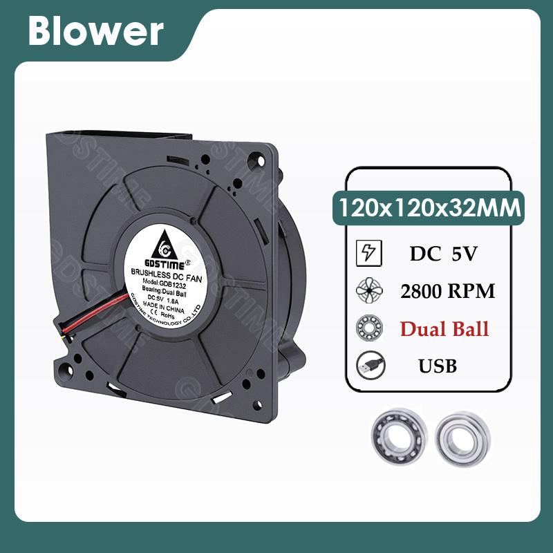 Gdstime 120MM Fan 24V DC Brushless Centrifugal Turbo Blower 120MM*32MM Dual Ball Cooler for BBQ Grill,Industrial Cooling