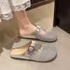 Sommer Damenslipper 2026 Atmungsaktive Sandalen mit weichem Boden für drinnen und draußen Bequeme flache geschlossene Zehenpartie Freizeitschuhe Zapatos Mujer