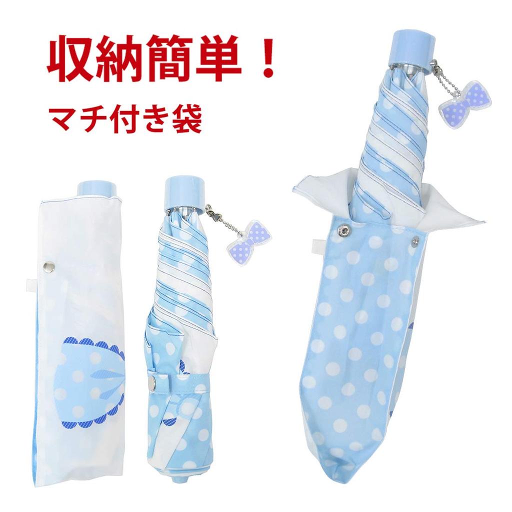 Okamoto Harajuku A Lightweight Mini Umbrella That Fits In a School Cute Folding Umbrella with Ribbon and Polka Dots Aluminum for Elementary School