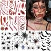 Halloween Tattoos Scary Skeleton Grim Reaper Scythe Wound Scar Bat Graveyard Waterproof Temporary Body Stickers Party Supplies