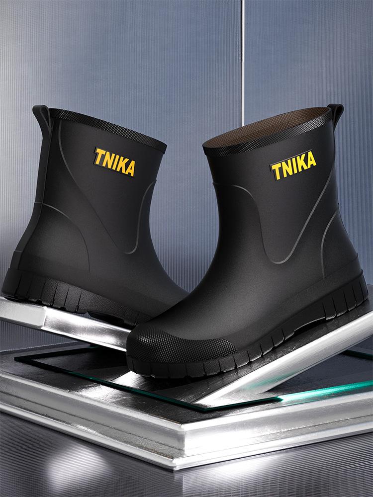 Men s Waterproof Mid-Calf Rubber Rain Boots – Wear-Resistant, Anti-Slip, Fashionable & Simple Design EU 42