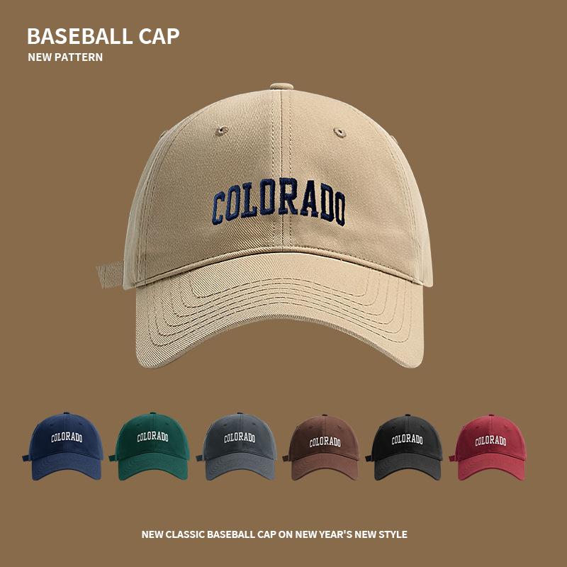Baseball cap female spring and summer deep-topped wide-brimmed big-headed cap couple Joker tide show face small sun visor.
