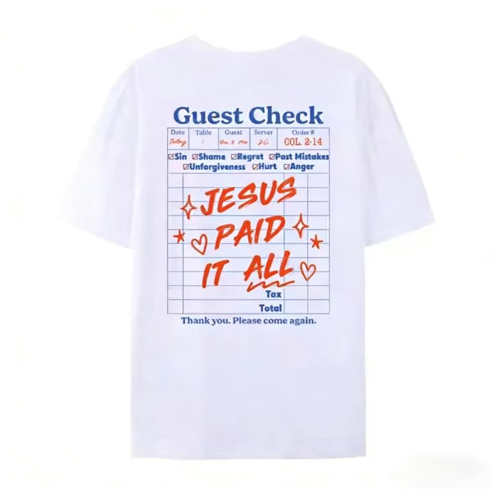 Funny Jesus Faith Graphic Tees Retro Jesus Paid Bible Verse TShirts for Women Christian Streetwear T Shirt Unisex Religious Top S