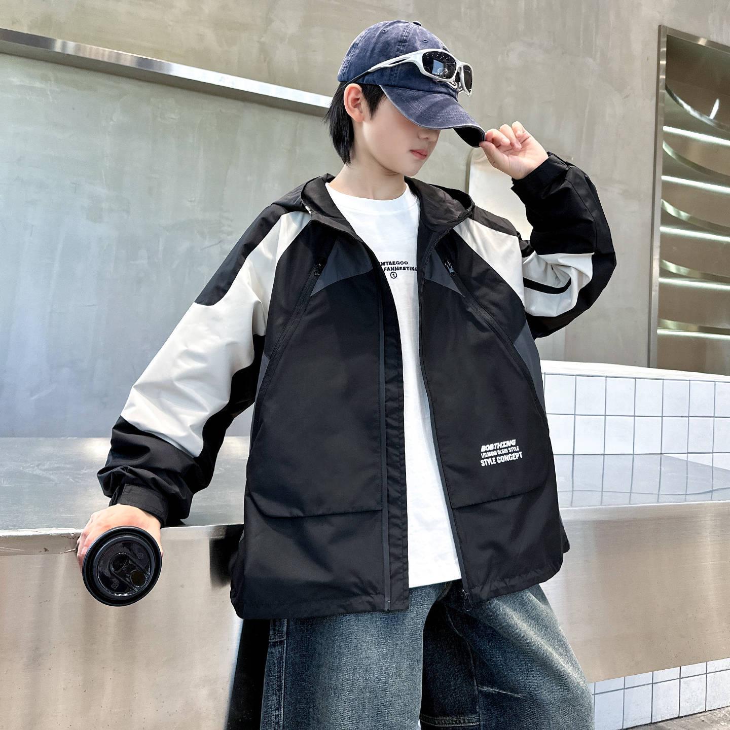 

Мужской весенне-осенний худи-ветровка 2025 - модный уличный стиль с защитой от ветра 170 cm чёрный