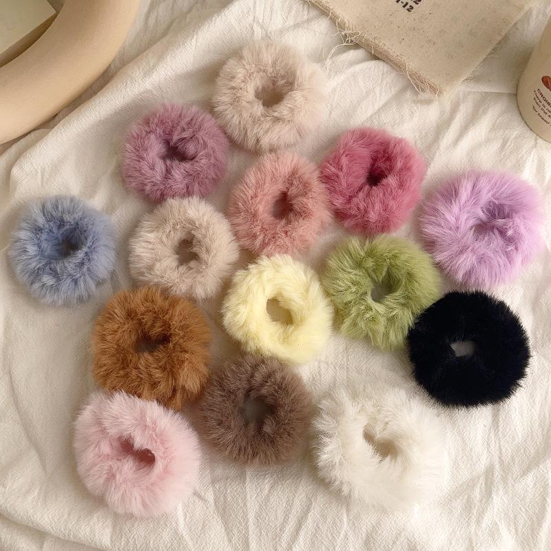 Plush Woolen Hair Tie - Women's Autumn/Winter Dopamine Style Hair Accessory