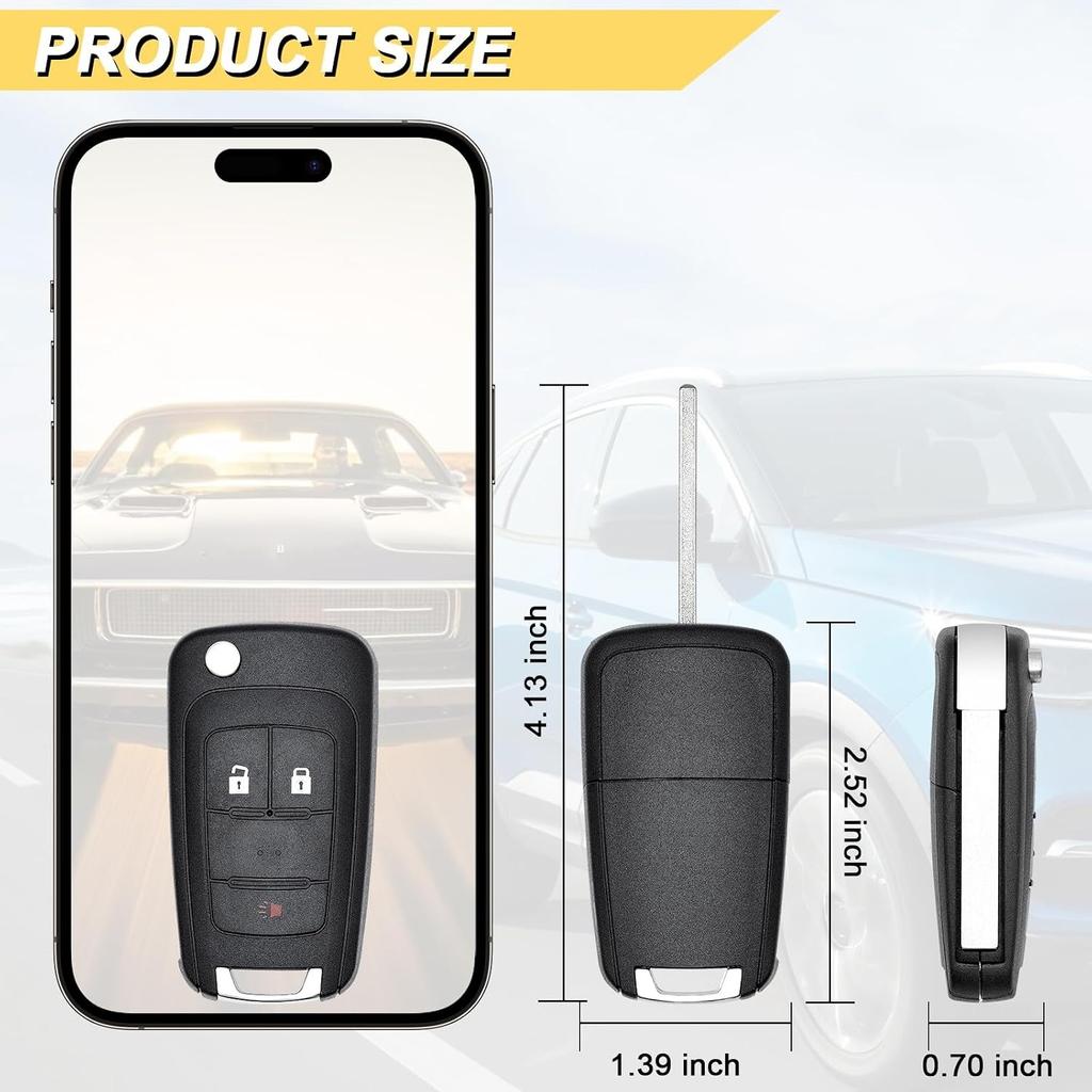Key Fob for 10-19 Chevrolet Equinox & GMC Terrain/ 12-17 Sonic/ 16-17 Spark/ 15-18 Trax/ 14-18 Buick Encore Car Keyless Entry, OHT01060512, 3 Buttons