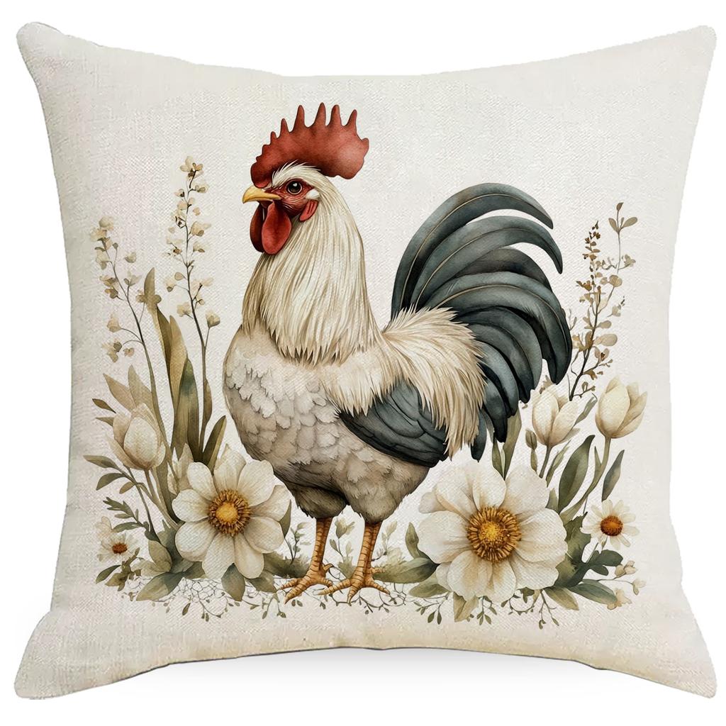 Retro Farmhouse Pillowcase Floral Animal Home Sofa Cushion Pillowcase