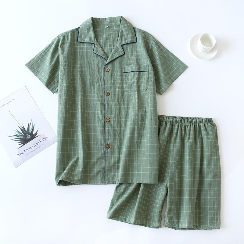 Set Pigiama Estivo per Coppia: Completo da donna a quadri in cotone a maniche corte con pantaloncini, Pigiama casual taglie forti da uomo