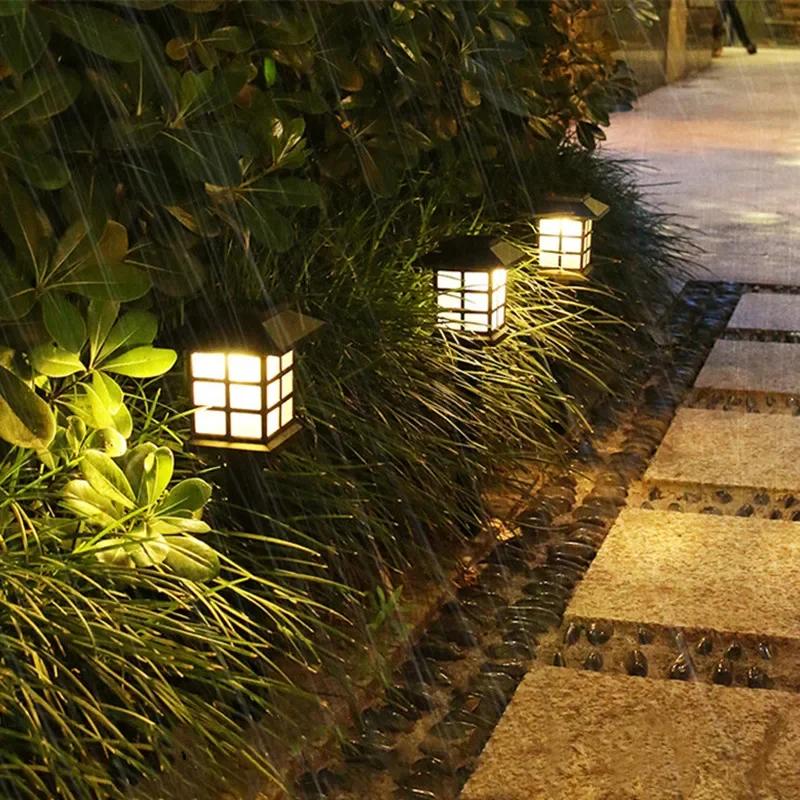 2pack Solar House Shape Outdoor Lamp Waterproof Outdoor Garden Light Wedding Decor Solar Panel LED Lights Street Lawn Yard Lamp