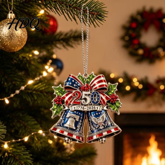 Acrylic Christmas Ornaments 250th Anniversary Ornament Patriotic Hanging Decor Commemorative Keepsakes for Home with Eagle Santa Liberty Bell,