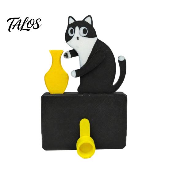Talos Cat Pushing Vase Refrigerator Magnet, 3D Printed Whiskers Holder Pet Memorial Keepsake Decoration, Gift for Cats Lovers