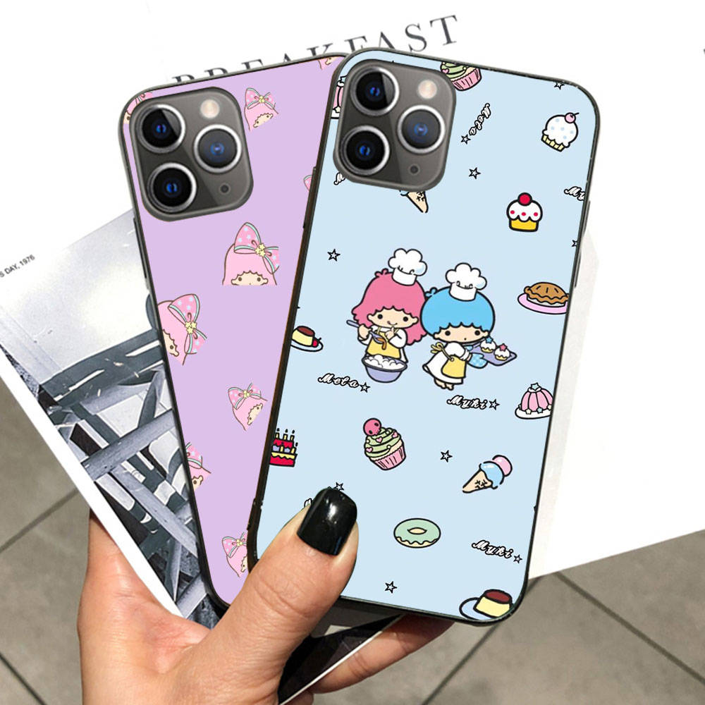 Case for iPhone 16 15 Plus 14 13 12 11 Pro 8 7 6S 6 SE 5S X XR XS Max Realme C30 C33 C31 9I Black Sofe Cover LI29 Little Twin Stars