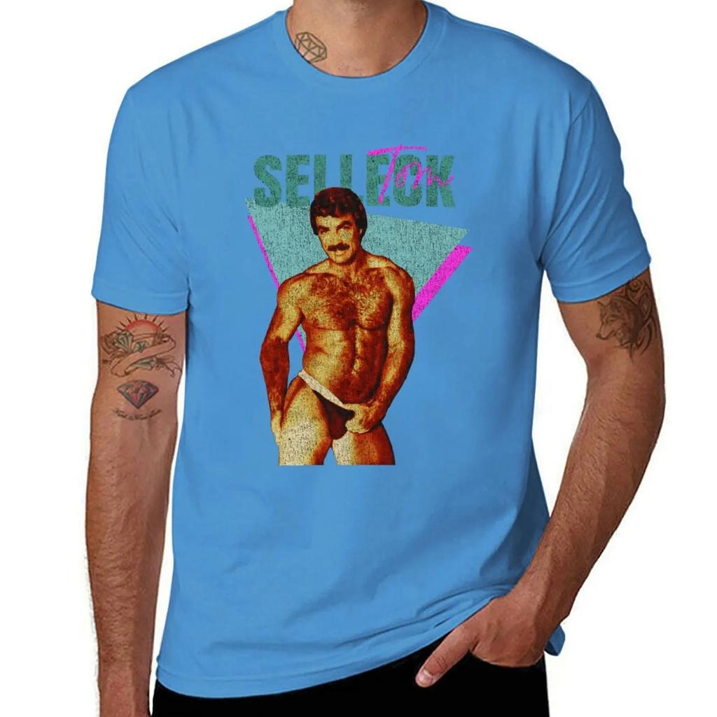 Vintage Distressed Tom Selleck Tshirt Hippie Clothes Basketball Graphic Tees Baggy Shirts Unisexs Champion T Shirts