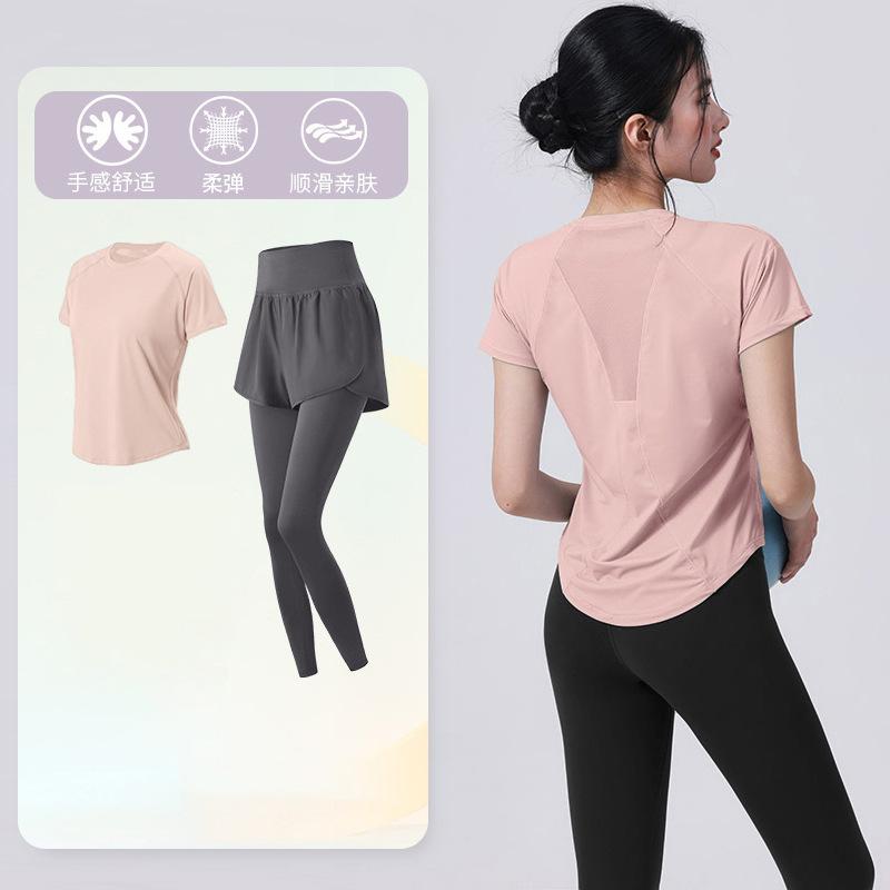Tennis suit women's short-sleeved training clothes outdoor running quick-drying clothes thin badminton T-shirt fitness clothes
