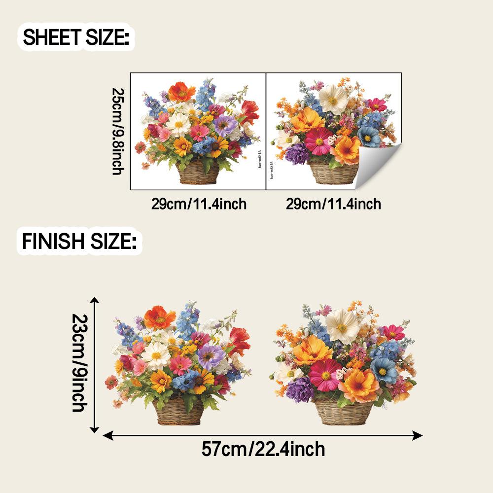 

Креативный рельеф Свежая и легкая цветочная корзина для украшения ванной комнаты и благоустройства Наклейки на стену Снимаются