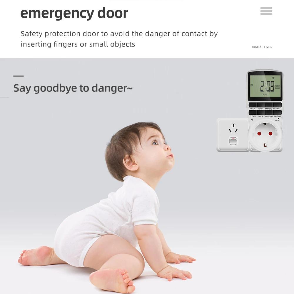 Temporizador Digital Electrónico con Enchufe EU FR BR Temporizadores de Cocina 230V Control Programable de 7 Días/12-24 Horas Enchufe de Toma de Corriente con Temporización
