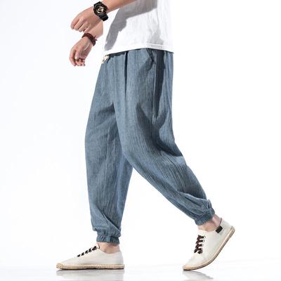 Men's Chinese-Style Linen Bloomers: Breathable Thin Summer Pants for Casual Wear