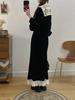 Plus Size Autumn Winter Long Sleeve Retro Lace Collar Patchwork Fishtail Skirt French Dress for Women