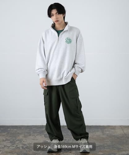 [IMPROVES] [SIDEWAYSTANCE] Embroidered Logo Fleece Half-Zip Sweatshirt