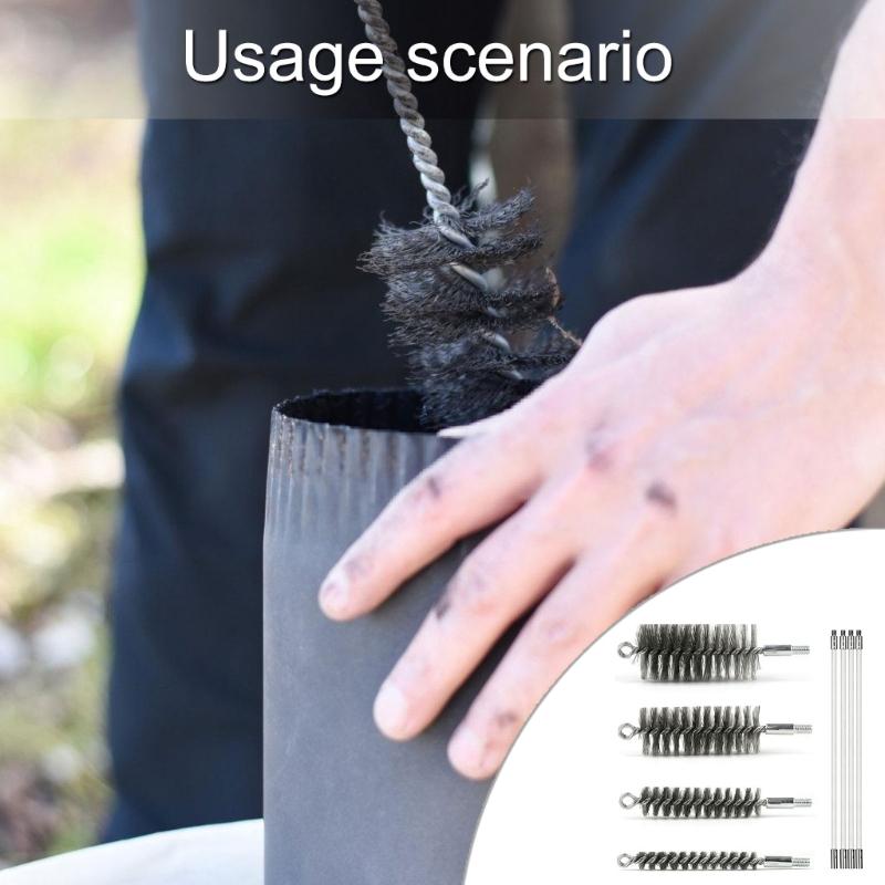 Adjustable Chimney Cleaning Brush Head Telescopic Rod For Flue Pipe Dust Removal Tasks