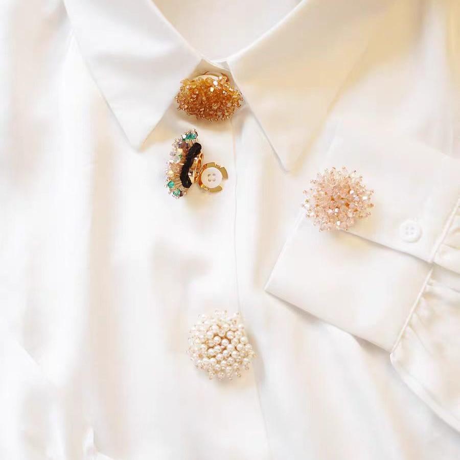 French cufflinks women's new light luxury shirt button cover non-punching holder niche design flower button cover